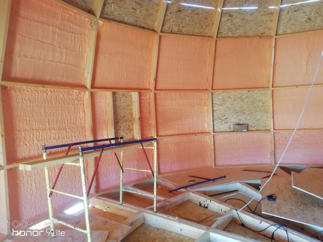 Купольный дом с каркасным пристроем